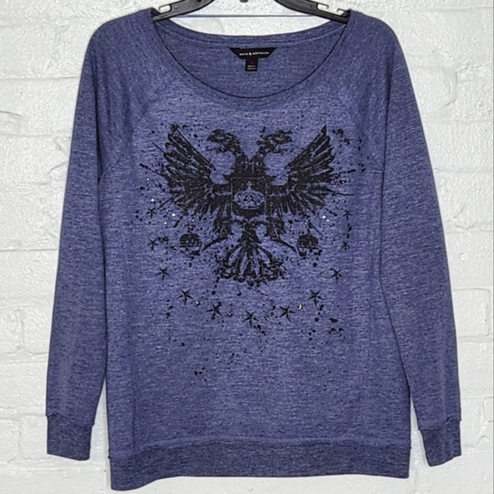 Rock & Republic Sweatshirt with Black Sparkle Graphic - Picture 2 of 5